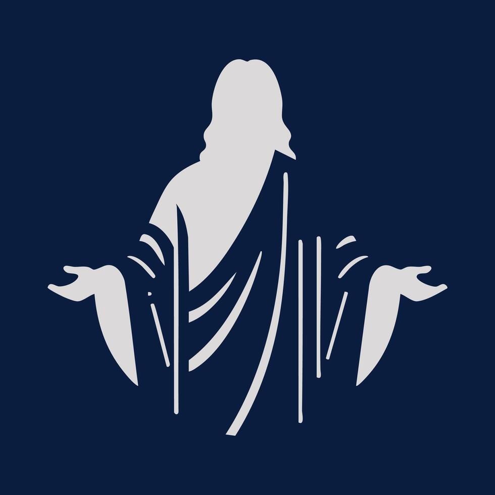 Flat Religious Silhouette Jesus Figure Minimal Illustration vector