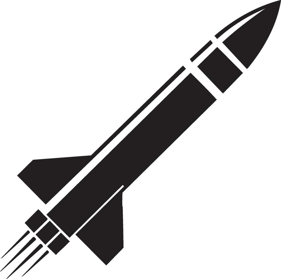 Minimalist Missile Silhouette Flat Design Military Icon on White Background vector