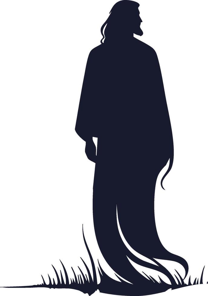 Simple Jesus Figure in Black Modern Christian Icon vector