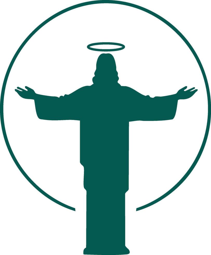 Minimalist Jesus Silhouette Flat Design on White Background vector