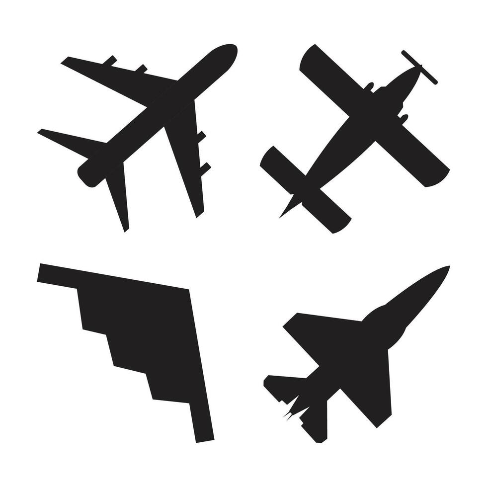Fighter jet aircraft silhouette icon on white background vector