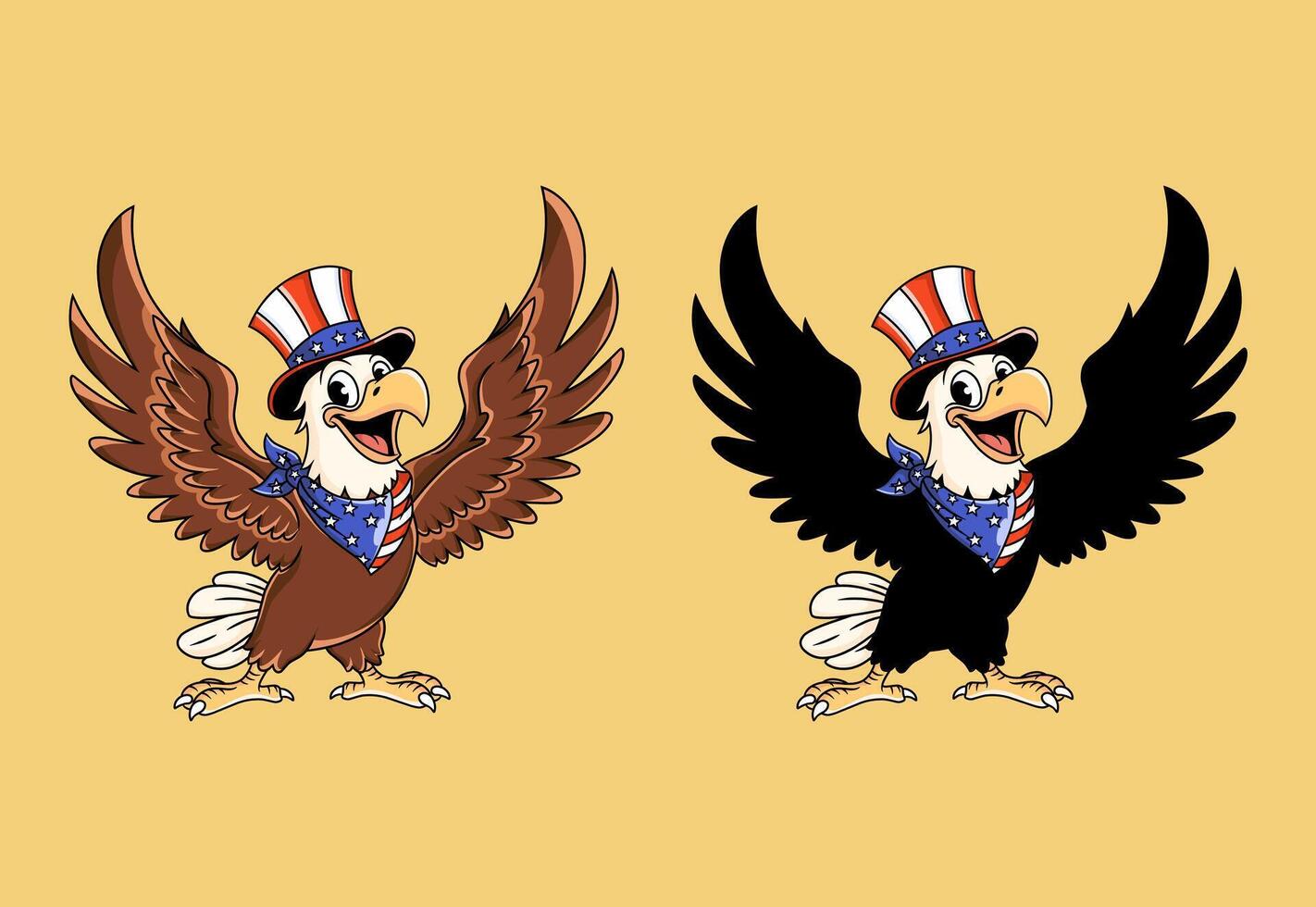 Patriotic eagle characters in hats vector