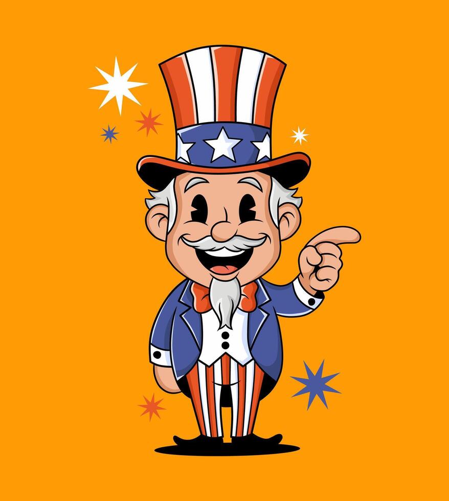 Uncle Sam character with festive colors vector