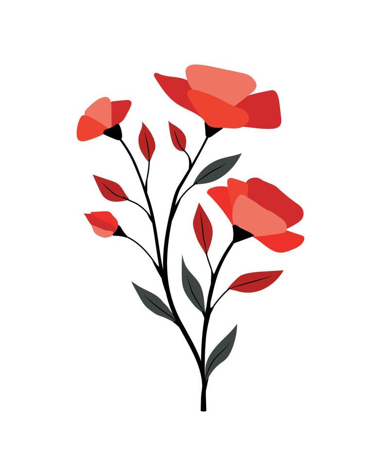 Beautiful hand-drawn floral bouquet with wildflowers and leaves vector