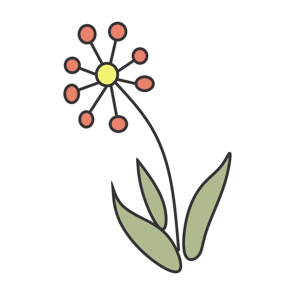 cute orange flower elements with soft colors and outlines vector
