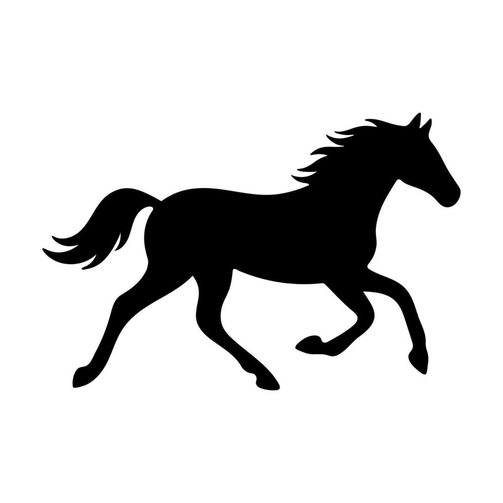 Horse silhouette running side view vector