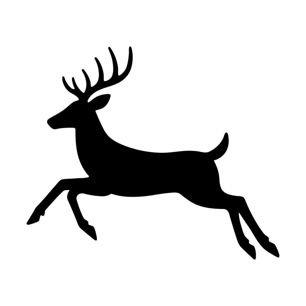 Deer silhouette jumping side view vector