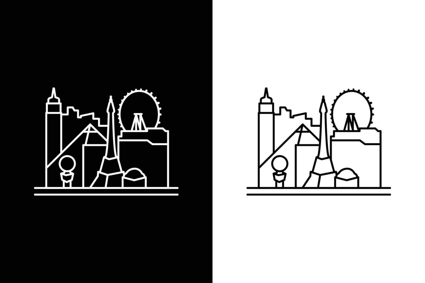 Global or Los Angeles Landmarks Minimalist Line Art vector