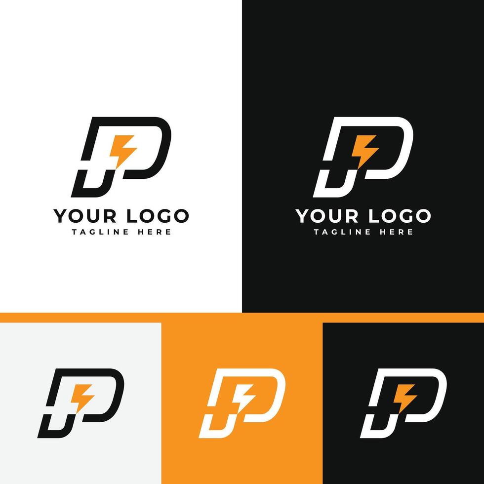 Dynamic Letter P Lightning Bolt Logo vector