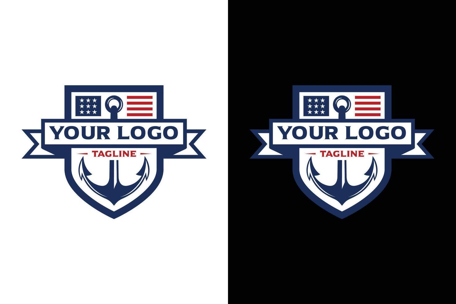 Nautical Anchor Logo Template with American Flag Elements vector
