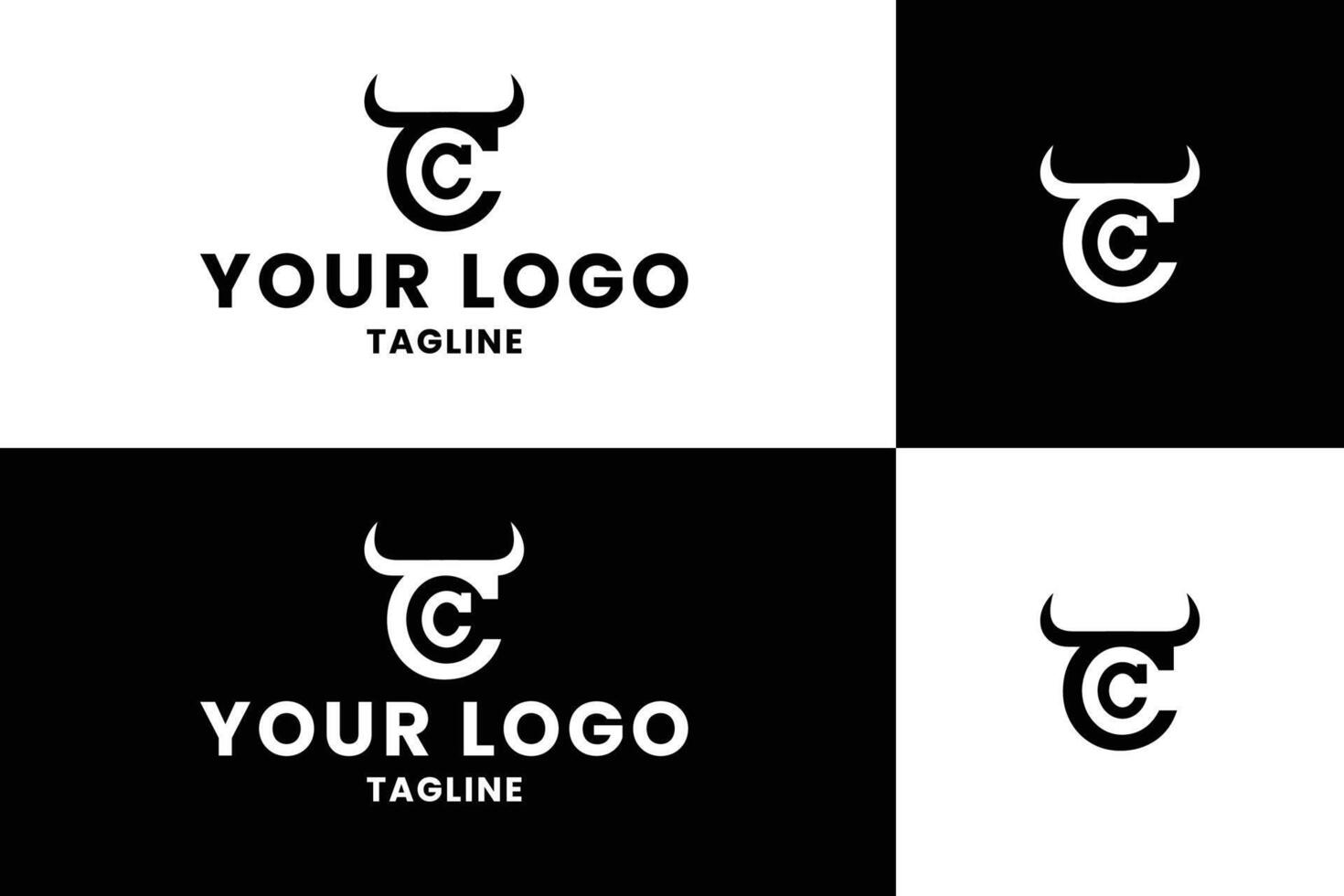 Sophisticated Letter C Bull Horn Logo vector