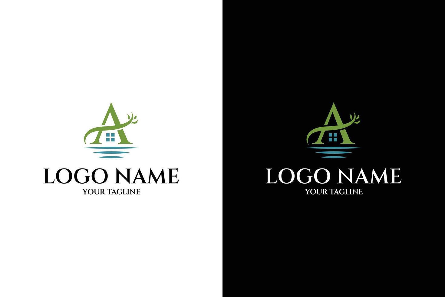 Modern House Logo with Letter A and Nature Element vector