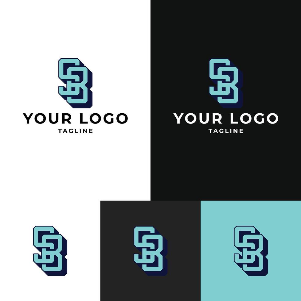 Modern SB Initial Logo Design Variations vector