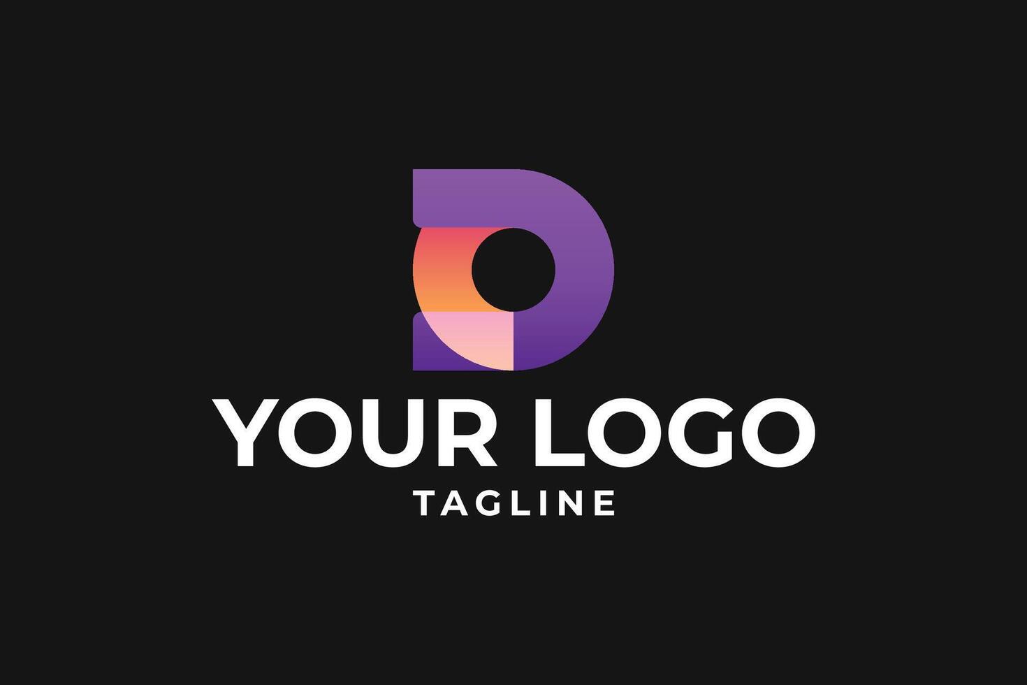 Modern Abstract Letter D Logo with Purple and Orange Gradient vector