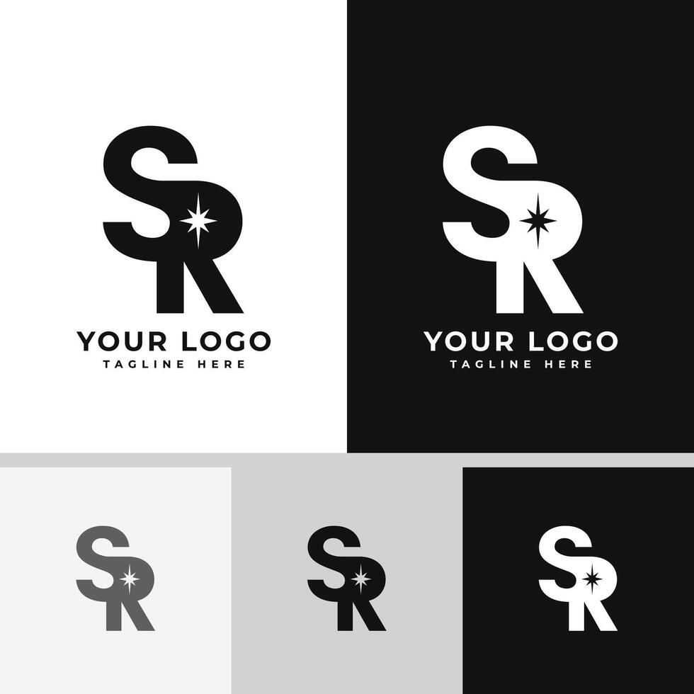Elegant SR Lettermark Star Logo Design vector