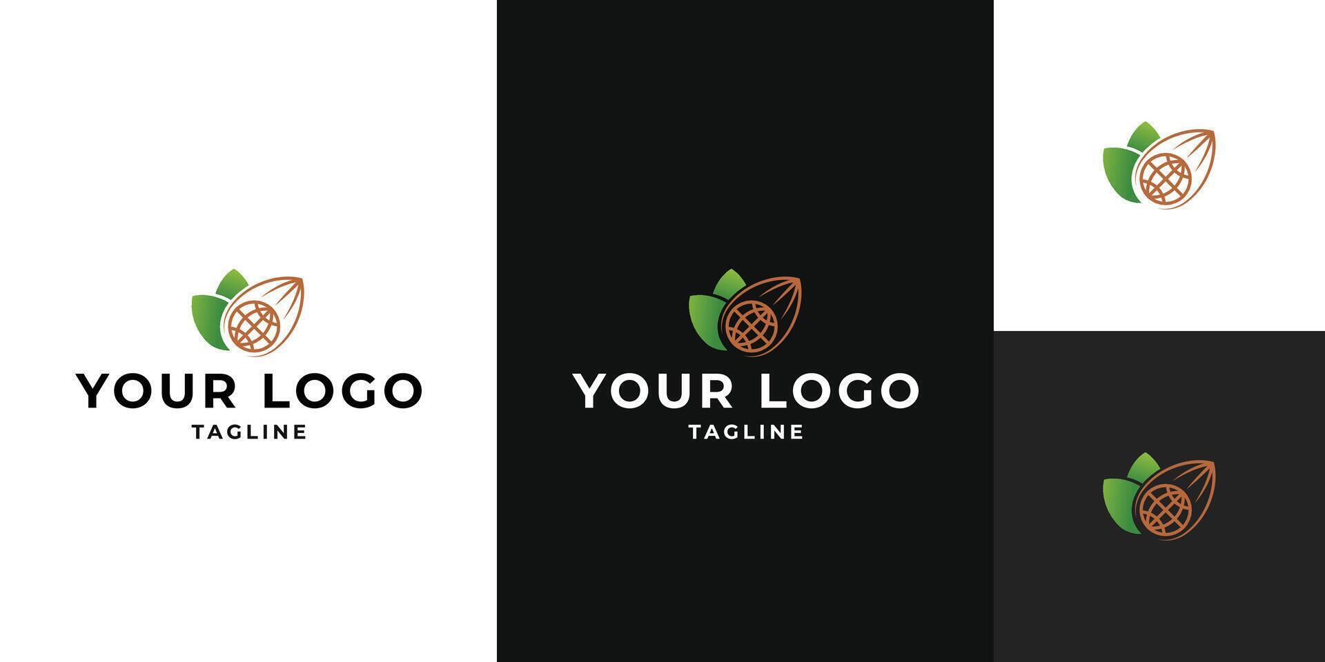 Cocoa Pod Globe Logo Template vector