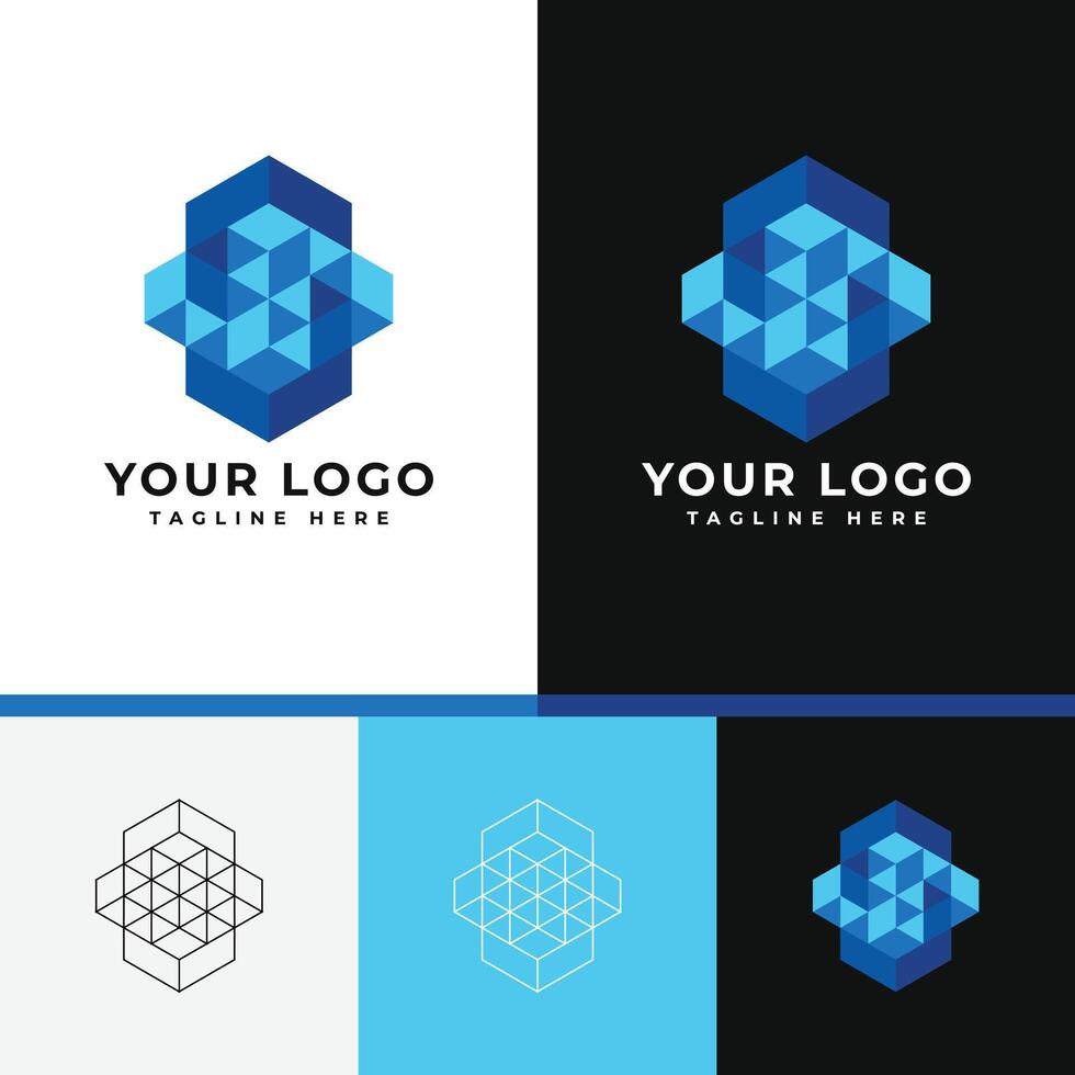 Versatile Geometric Cube Logo Design Collection vector