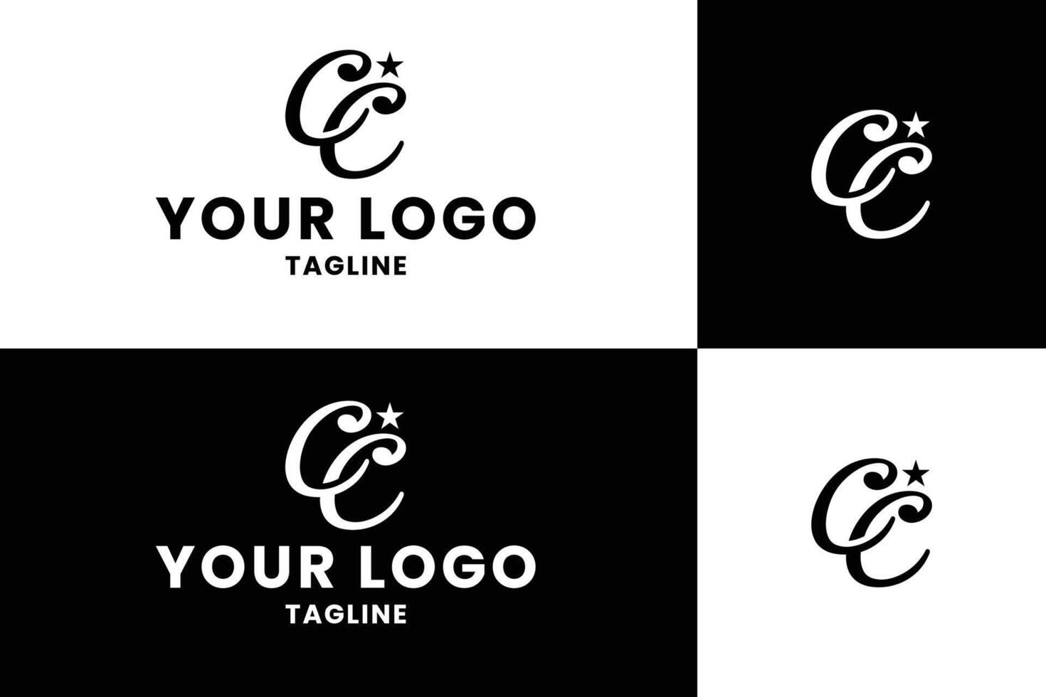 Elegant CC Logo Design with Star vector