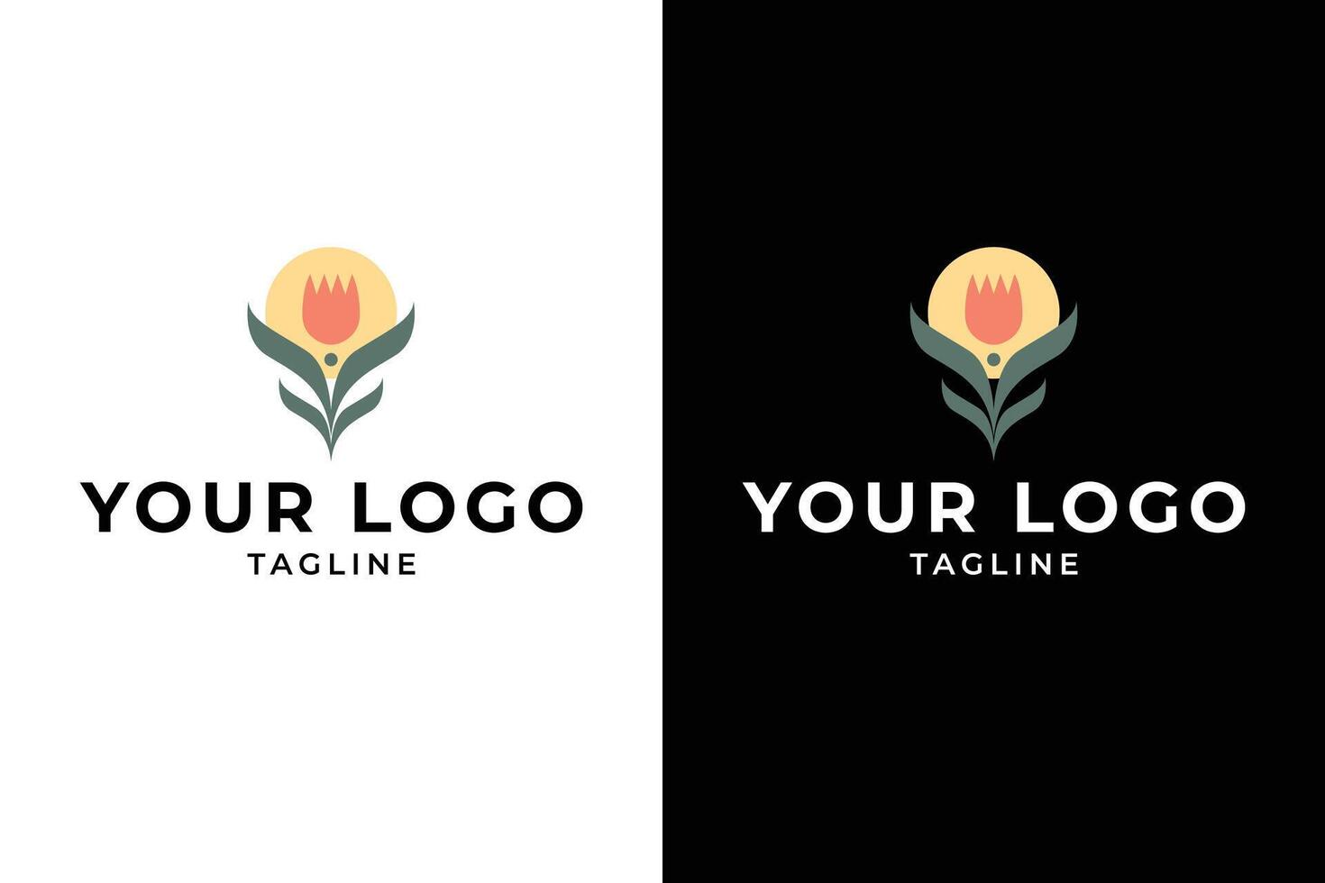 Elegant Floral Logo Template in Minimalist Style vector