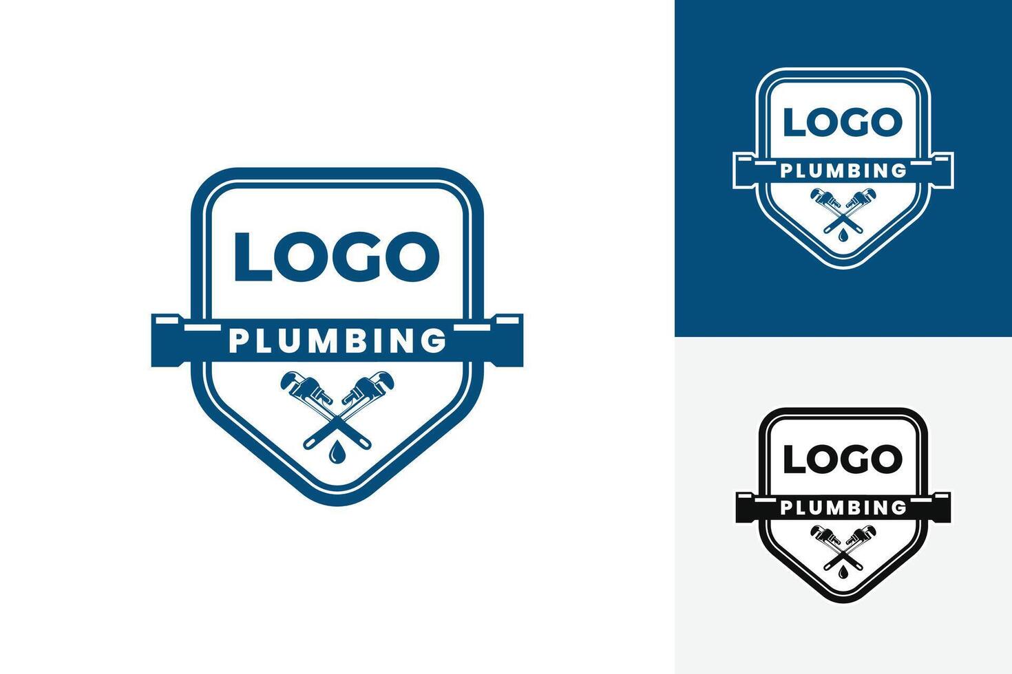 Professional Plumbing Logo Design with Crossed Wrenches vector