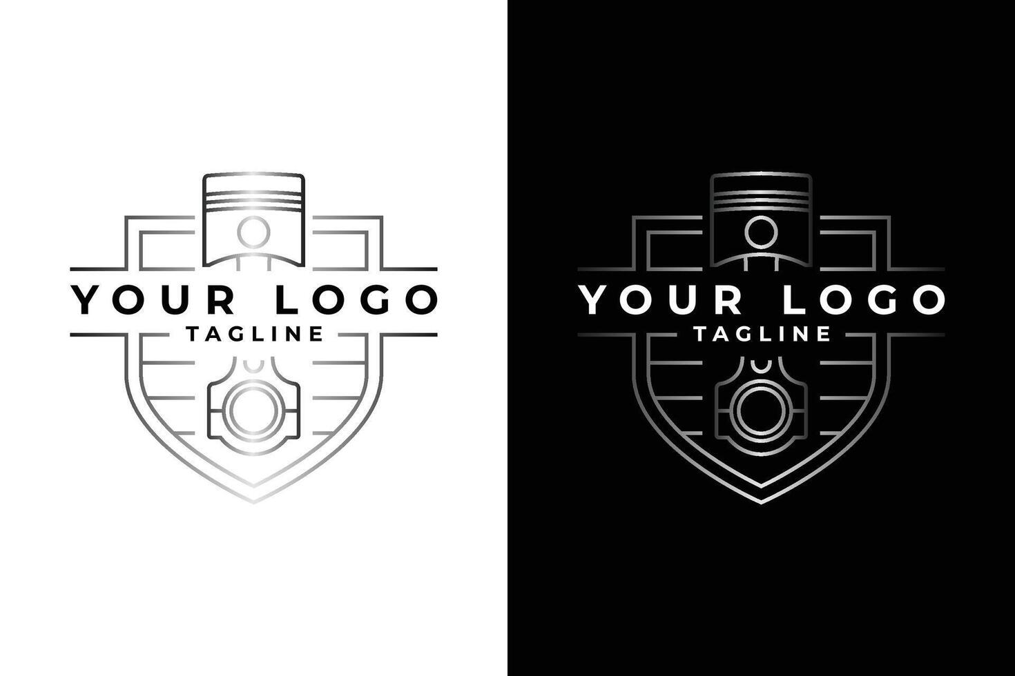 Piston Engine Line Art Logo Template vector