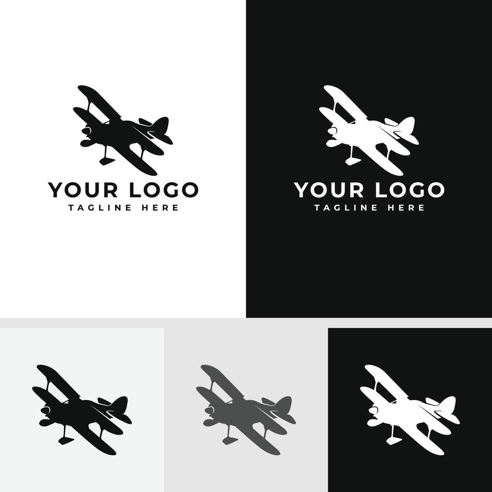 Vintage Biplane Logo for Aviation Business vector