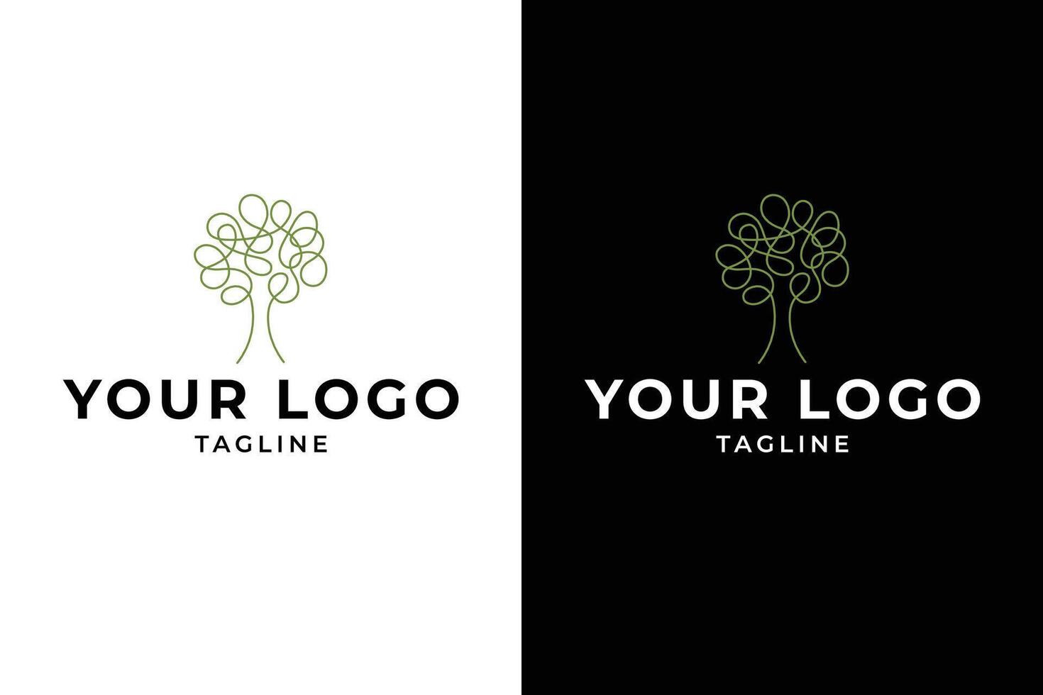 Minimalist Tree Logo with Continuous Line vector