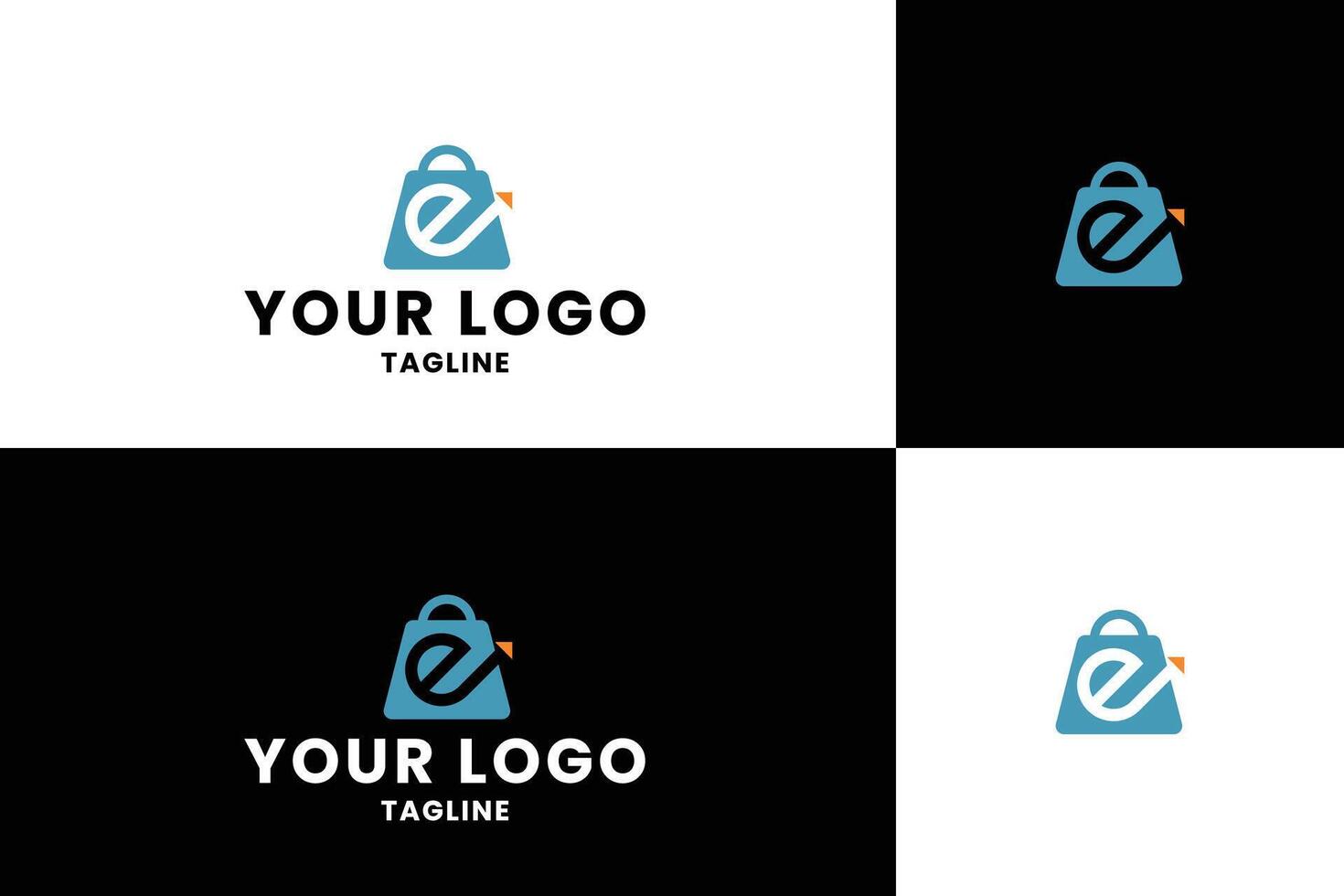 Elegant Shopping Bag E-Commerce Logo Design vector