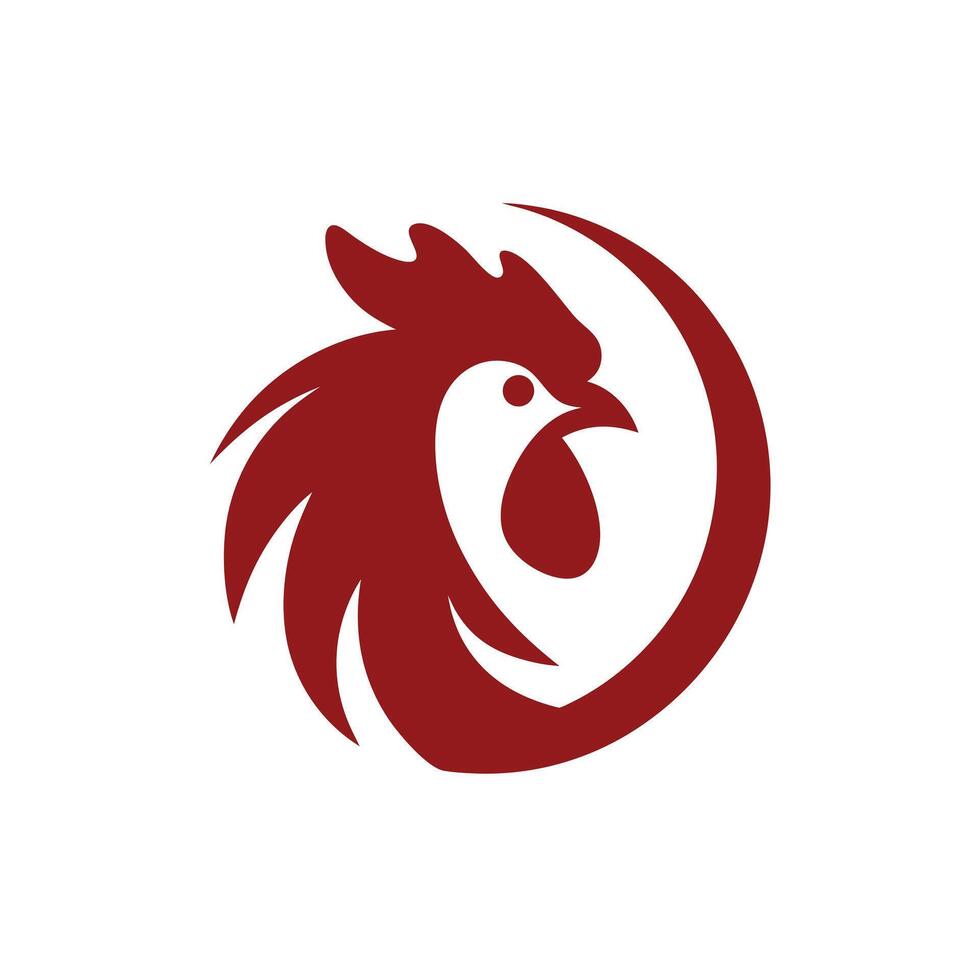 Stylized Red Rooster Head Emblem chicken bird vector