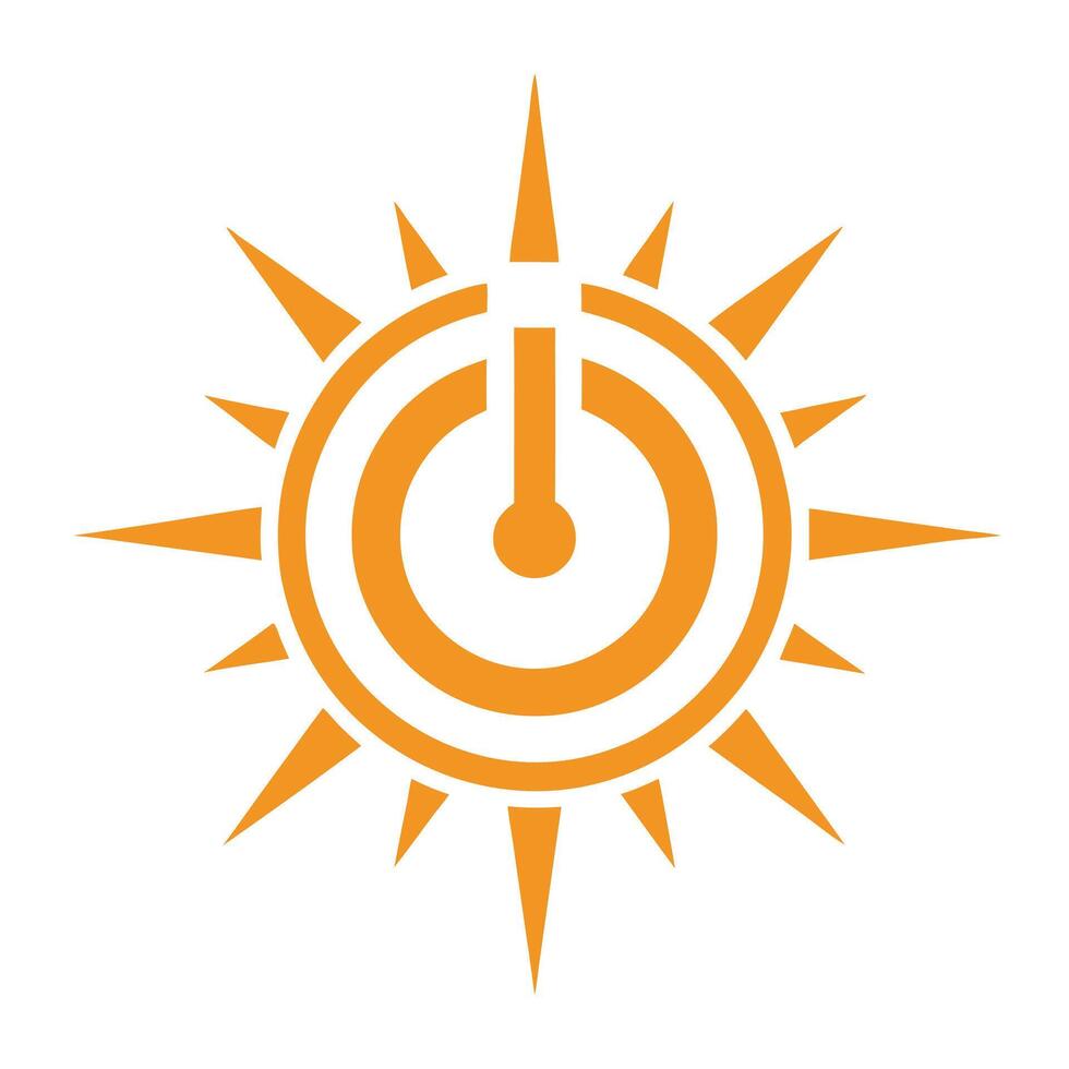 Orange sun power symbol with sharp rays energy vector