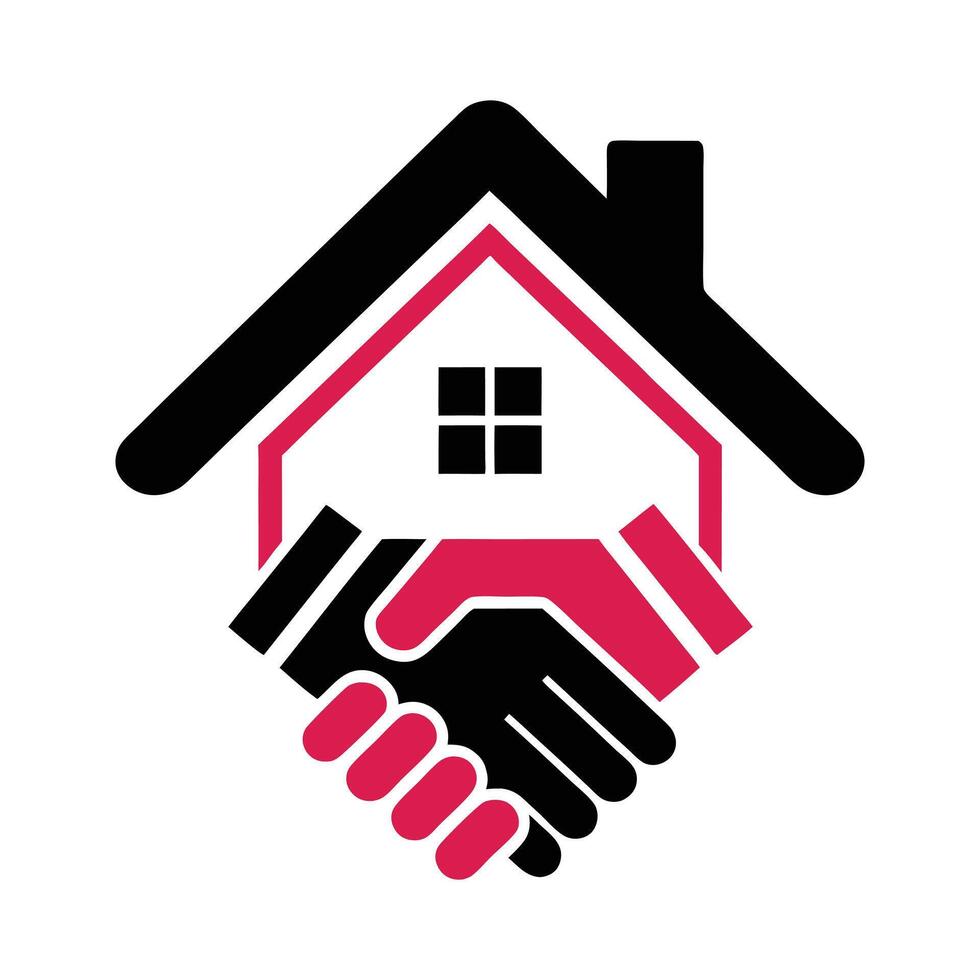 House handshake agreement symbol home deal vector