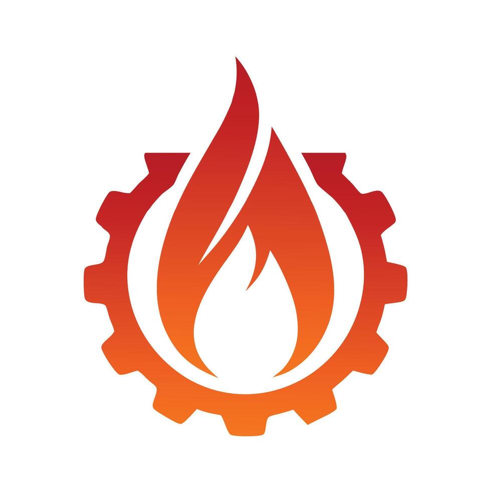 Fiery Gear Emblem fire flame vector