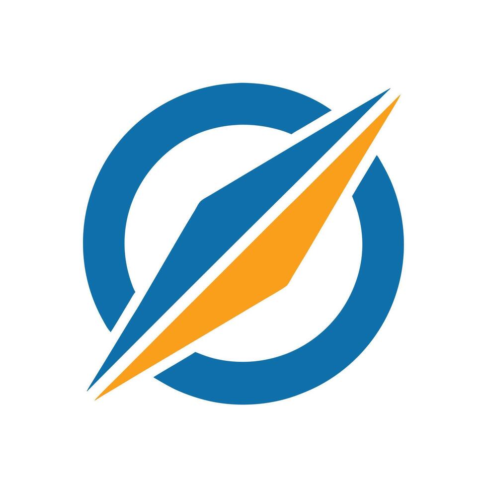 Blue circle with orange and blue arrow abstract vector