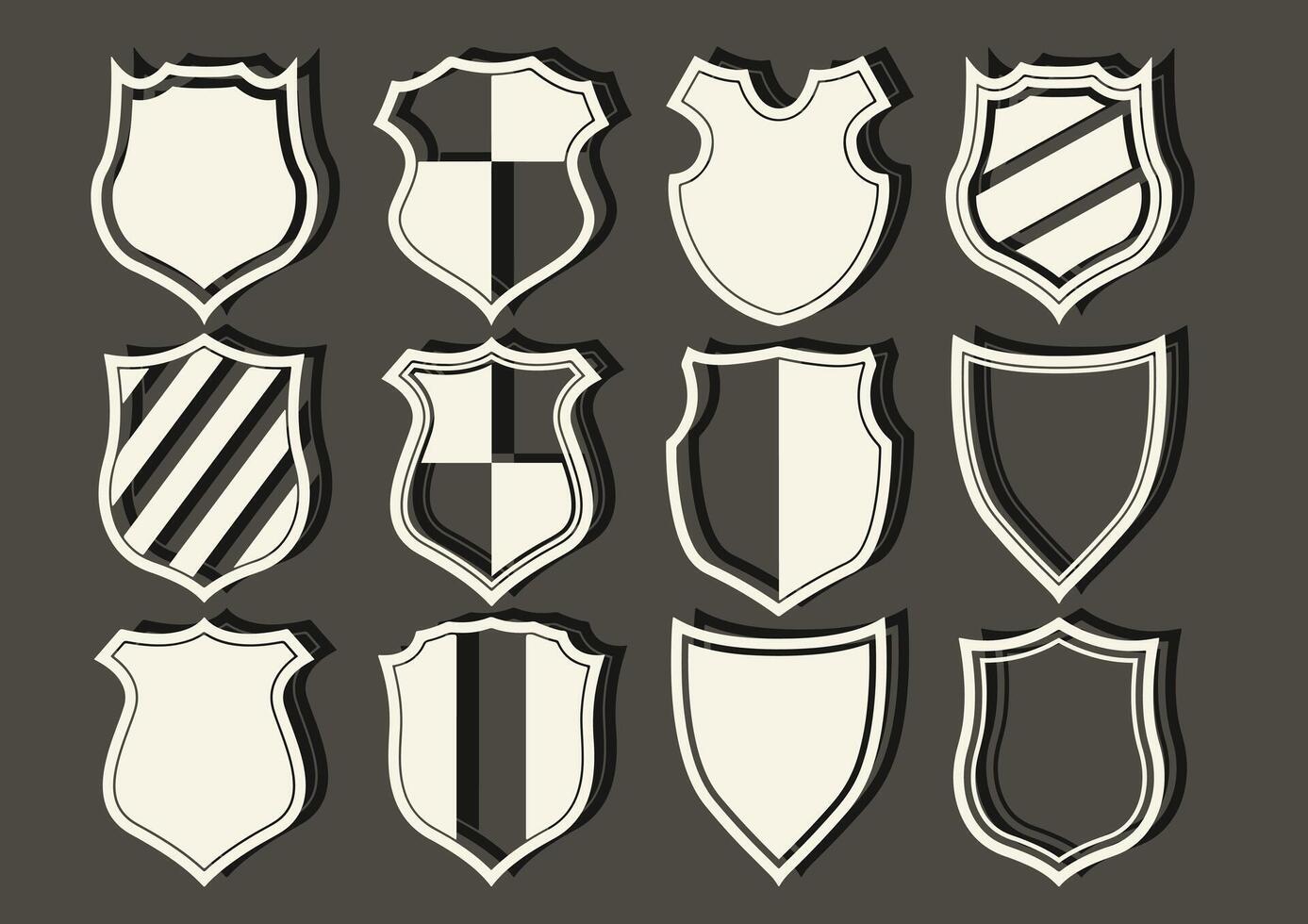 Collection of shield icons security and protection Art Illustration vector