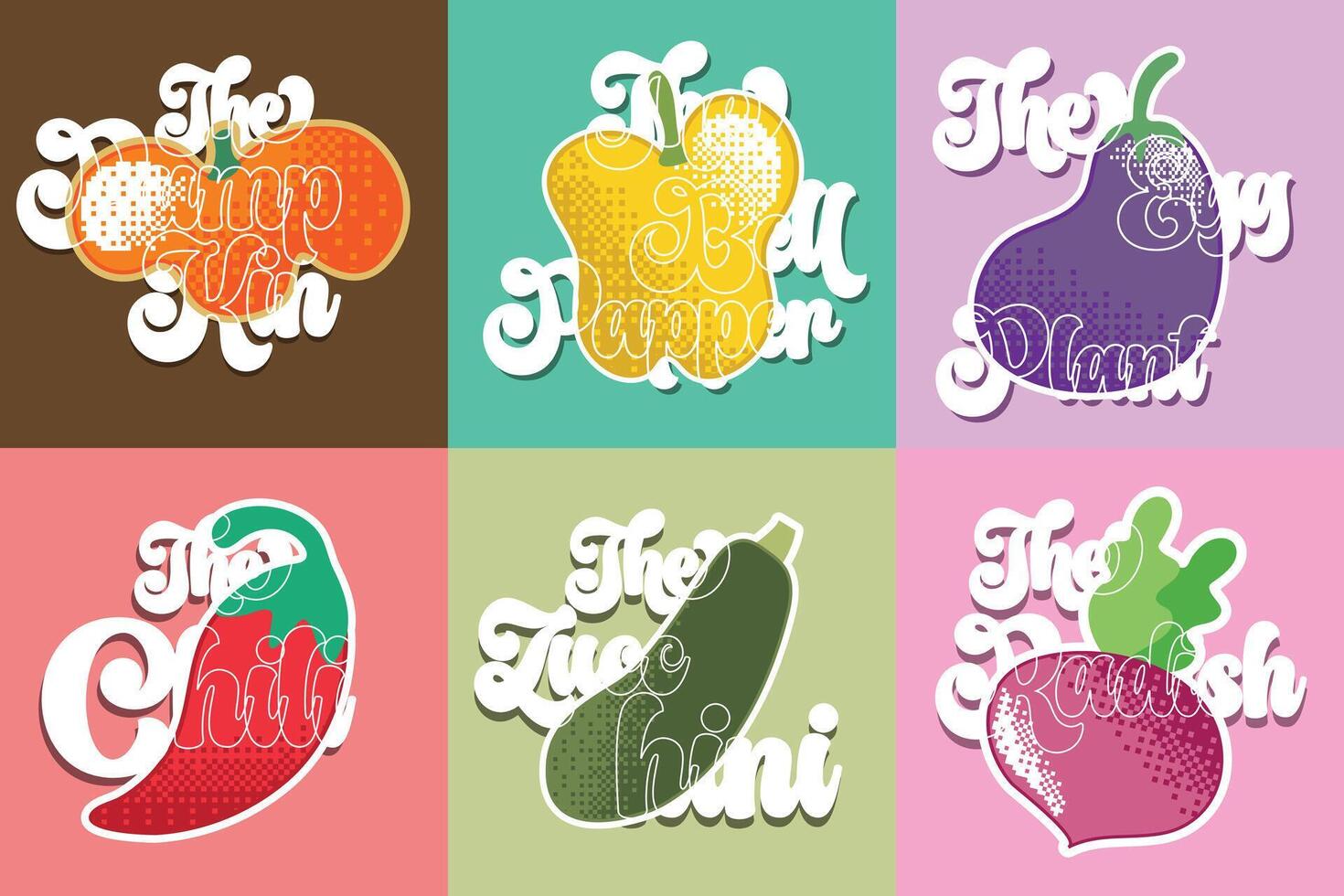 Vegetables Sticker Set vector