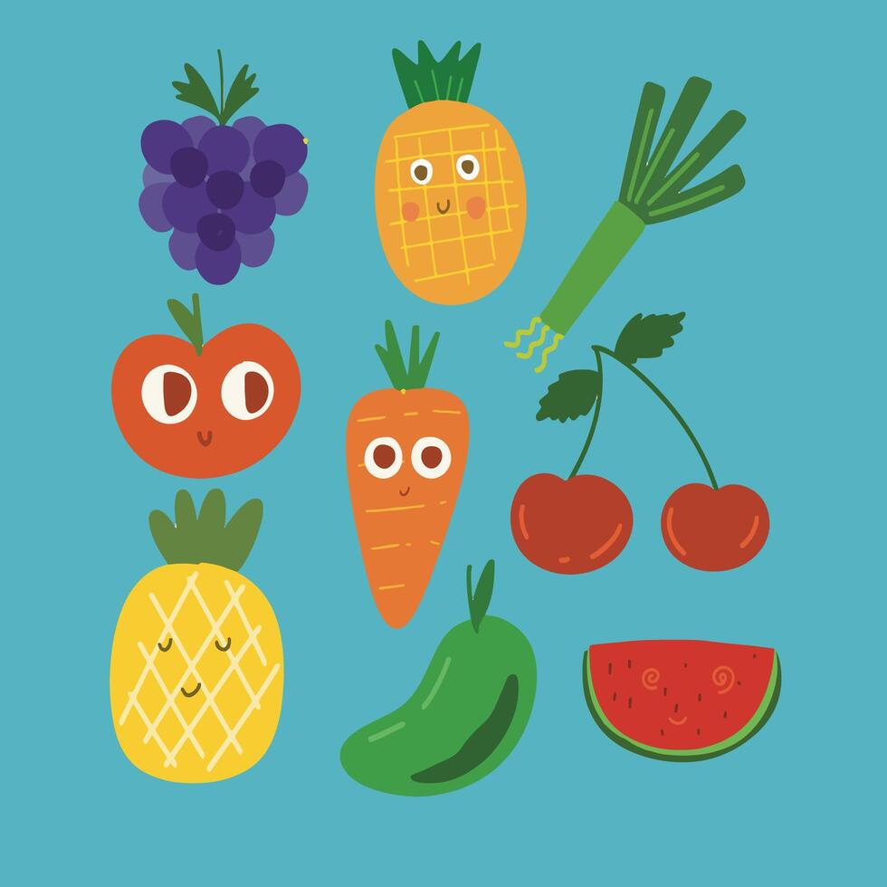 Happy Harvest Smiling Fruit Squad vector
