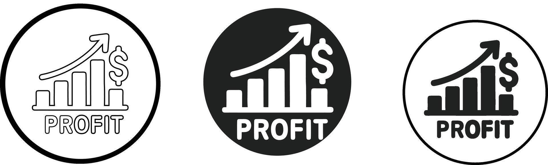 Profit growth chart icons set isolated on white background vector