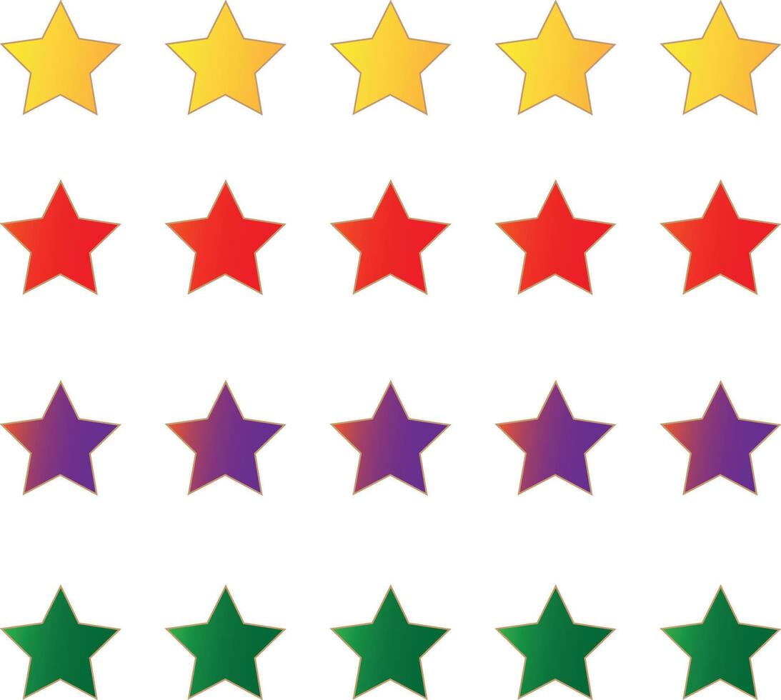 Colorful star set for design and decoration with glossy gold elements with white background vector