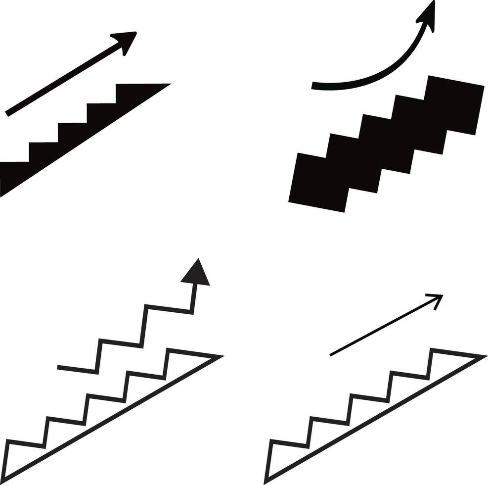 Four stairs with arrows icons set isolated on white background vector