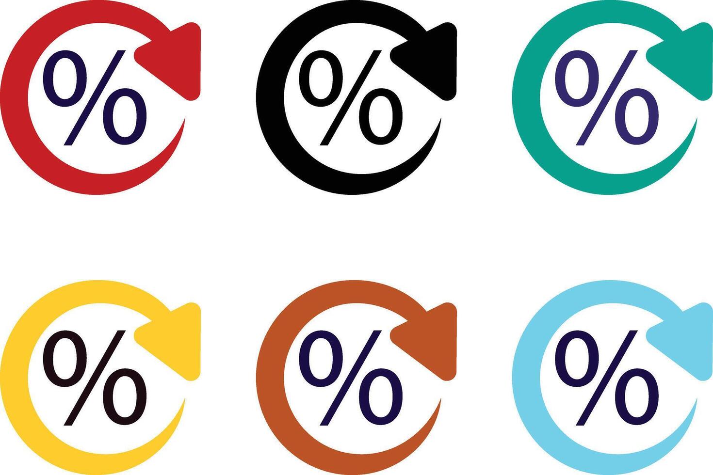 Set of six percentage icons isolated on white background vector