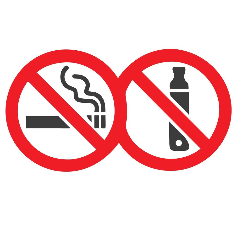 No Smoking, No Vaping Symbol White Background Prohibition Icon vector