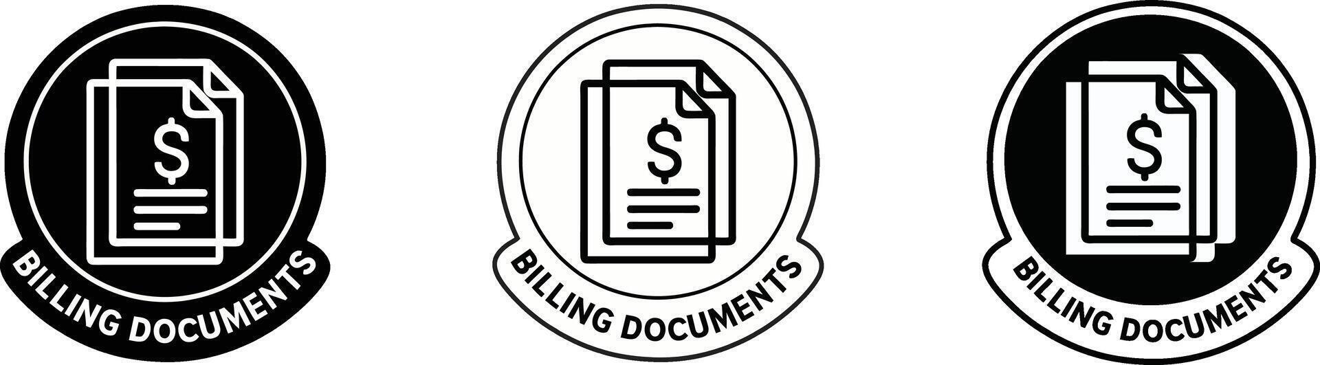 Billing documents icon set isolated on white background vector