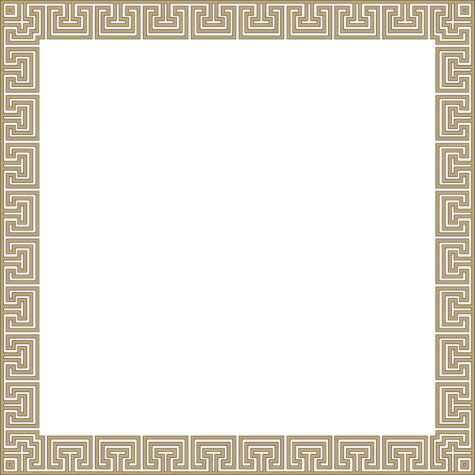 gold and black classic Greek square ornament. Rectangle of Ancient Greece and Roman Empire. Byzantine painting of walls, floors and ceilings. Decoration of Europe palace vector