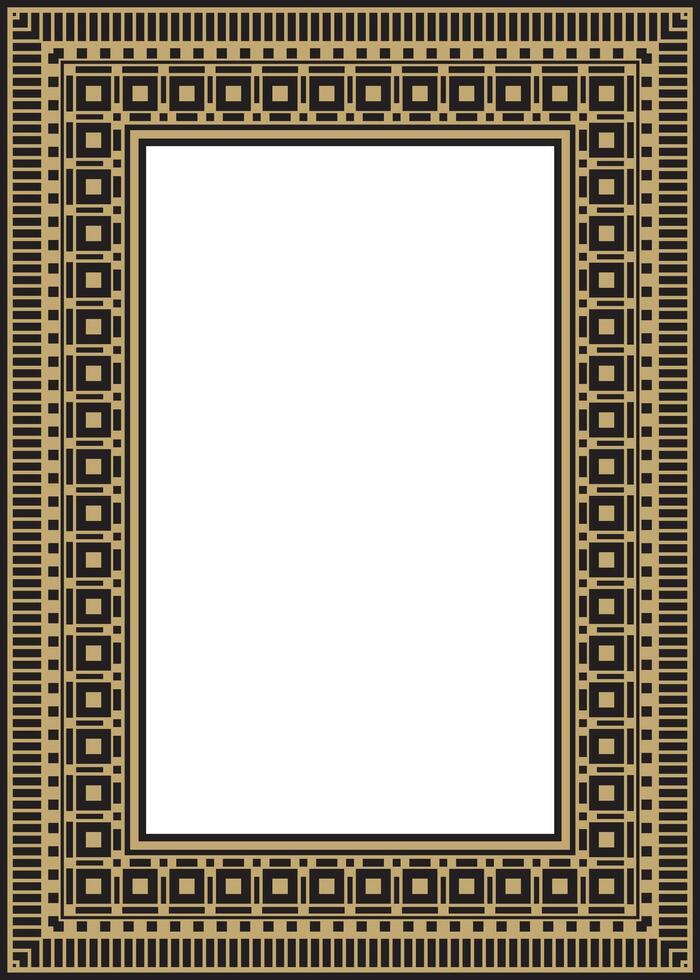 square Assyrian gold and black ornament. Rectangle, border, frame of Mesopatamia. Pattern ancient East. vector