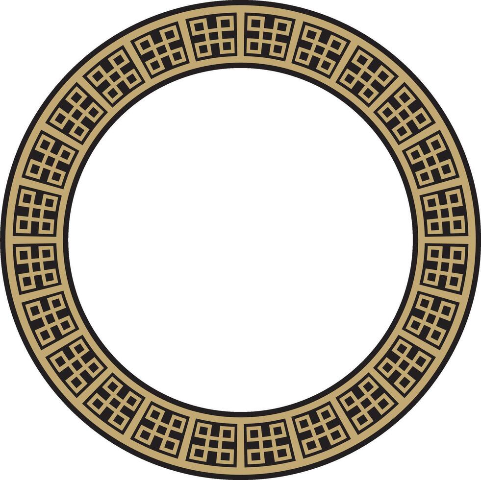 Classic Greek black and gold round ornament. pattern, circle of ancient Hellenes. European border,ring. vector