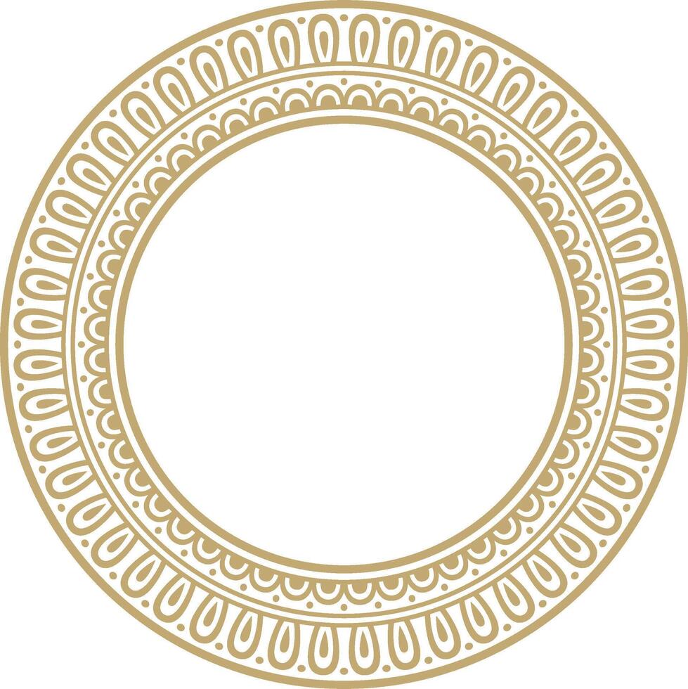 Classic Greek golden round ornament. pattern, circle of ancient Hellenes. European border, ring. vector