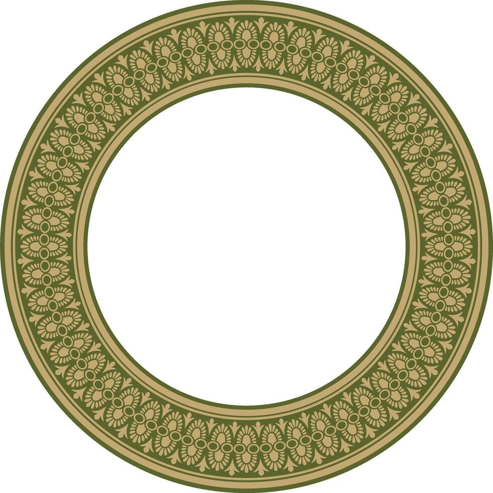 Classic Greek green and gold round ornament. pattern, circle of ancient Hellenes. European border - ring vector