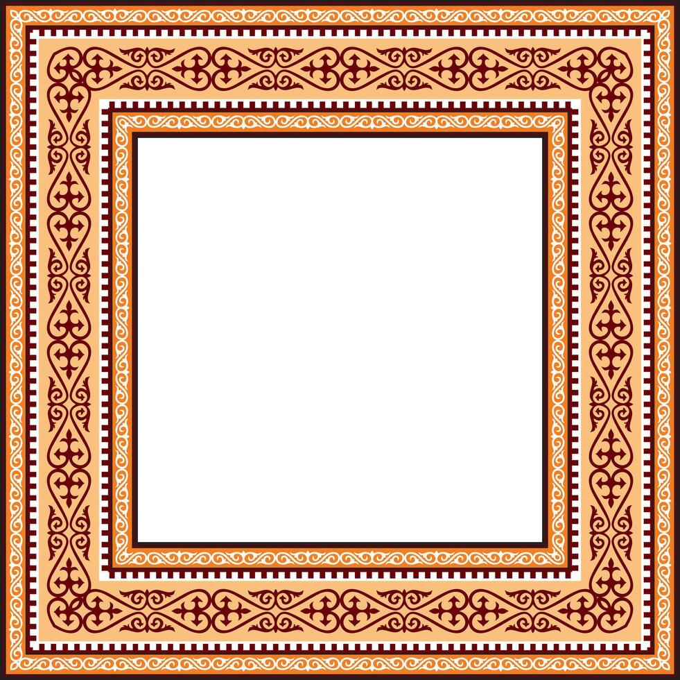 color square Kazakh national ornament. Ethnic pattern Great Steppe, vector