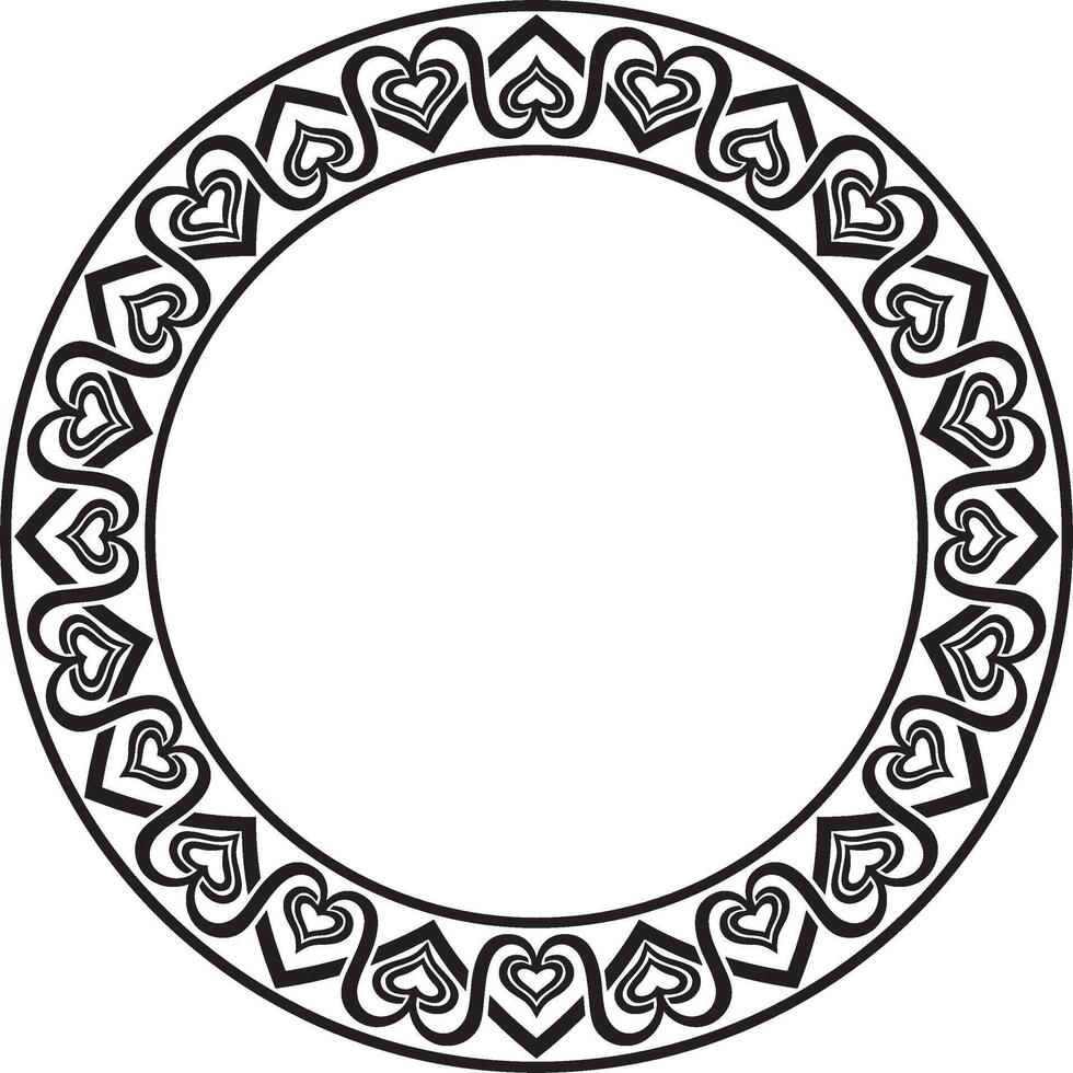 round European black monochrome ornament. Endless pattern, circle, ring of the Middle Ages. Revival border. Decorations of palaces,churches. vector