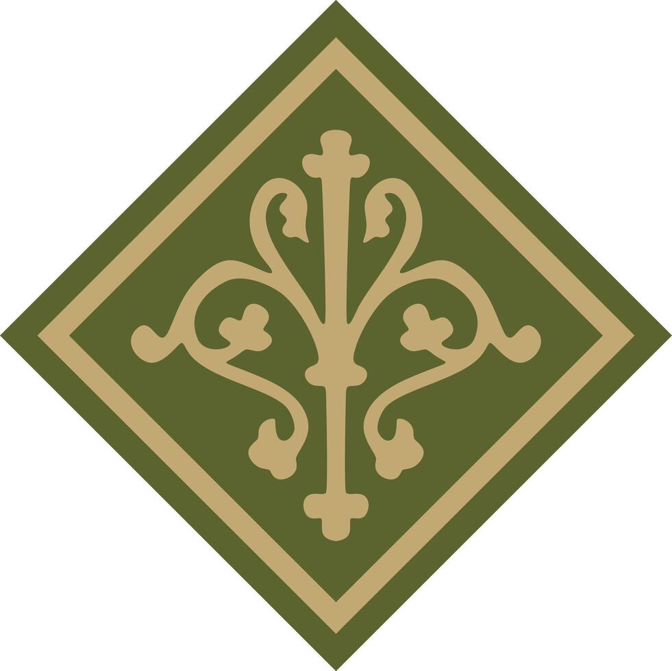 gold and green ancient Roman ornament elements. Classic European parts of patterns. Lilies,crowns vector